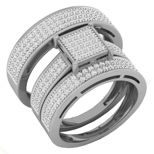 0.80 Carat (ctw) 10K White Gold Round Diamond Men & Women