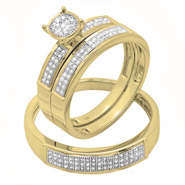0.30 Carat (ctw) 14K Yellow Gold Round Diamond Men & Women