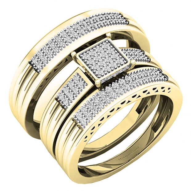 0.24 Carat (ctw) 10K Yellow Gold White Diamond Men