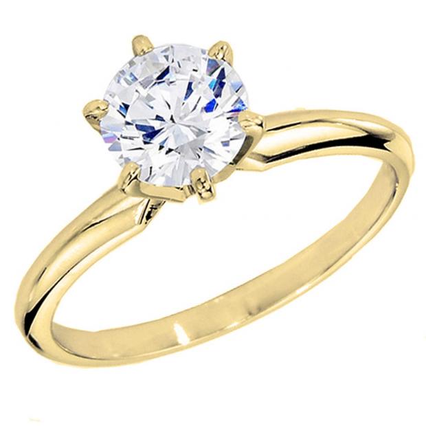 IGI CERTIFIED 2 Carat (ctw) 18K Yellow Gold Round Diamond Bridal Solitaire Engagement Ring 2 CT