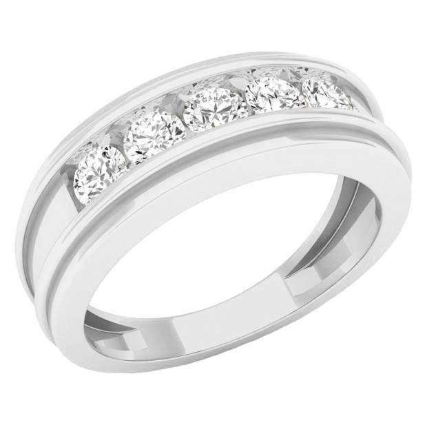 0.97 Carat (ctw) 10K White Gold Round White Diamond Men