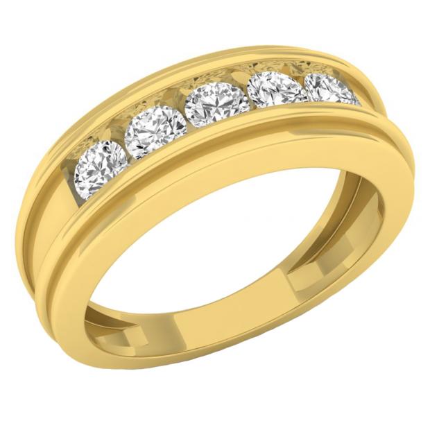 0.97 Carat (ctw) 14K Yellow Gold Round White Diamond Men