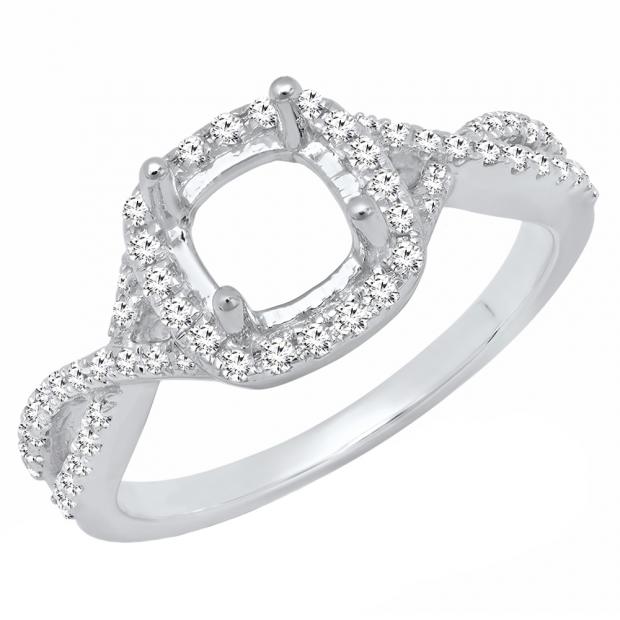 0.35 Carat (ctw) 18K White Gold Round Diamond Ladies Engagement Ring 1/3 CT (No Center Stone)