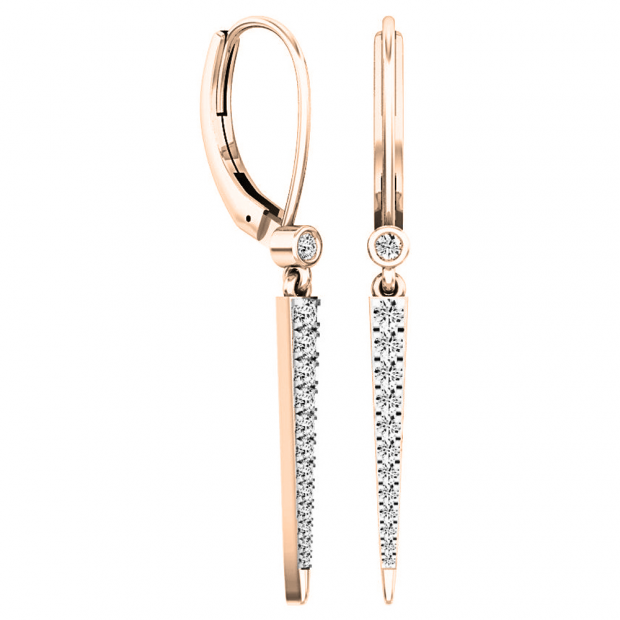 0.32 Carat (Ctw) 14K Rose Gold Round Cut White Diamond Ladies Line Drop Earrings