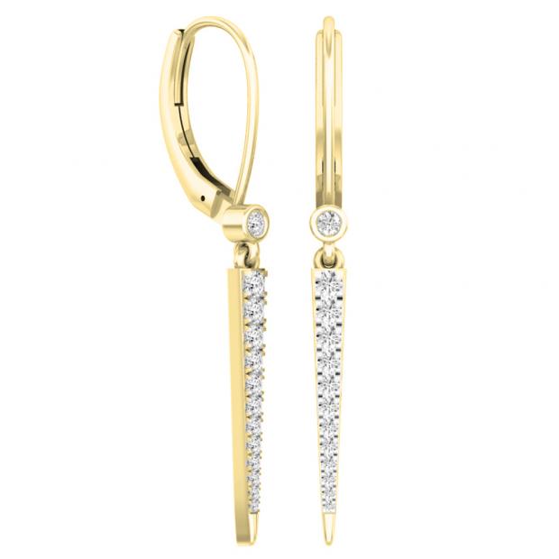 0.32 Carat (Ctw) 14K Yellow Gold Round Cut White Diamond Ladies Line Drop Earrings