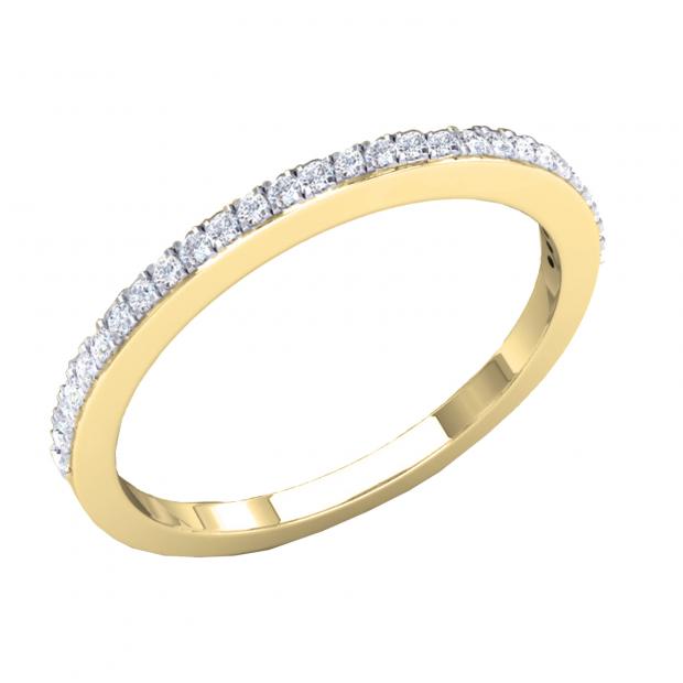 14K Yellow Gold Round White Cubic Zirconia Ladies Anniversary Wedding Stackable Band