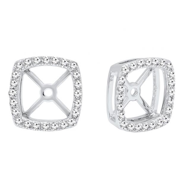 0.30 Carat (Ctw) 14K White Gold Round White Diamond Removable Jackets For Stud Earrings 1/3 CT