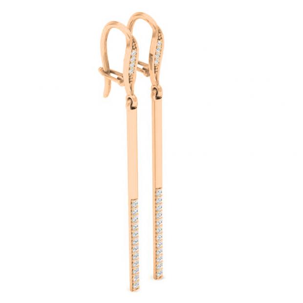 0.25 Carat (ctw) 10K Rose Gold Round Cut White Diamond Ladies Line Dangling Earrings 1/4 CT