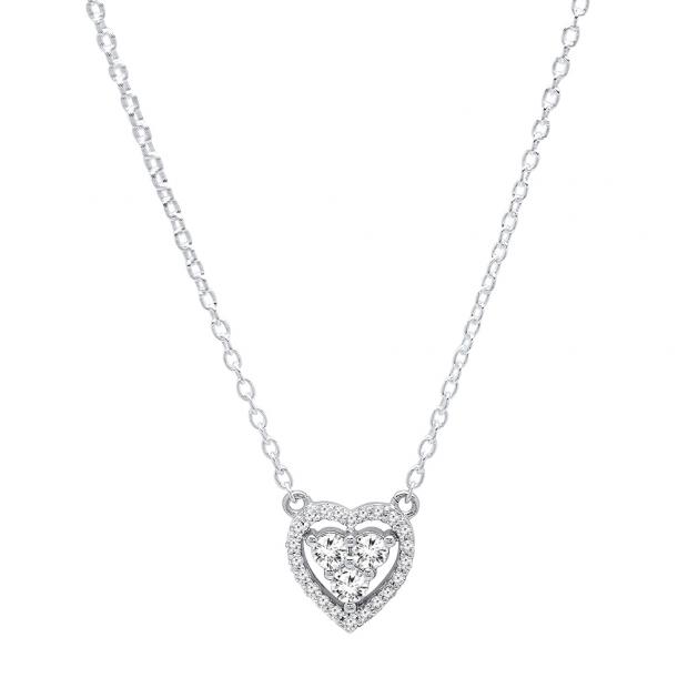 0.35 Carat (Ctw) 10K White Gold White Diamond Ladies Heart Pendant 1/3 CT (Silver Chain Included)