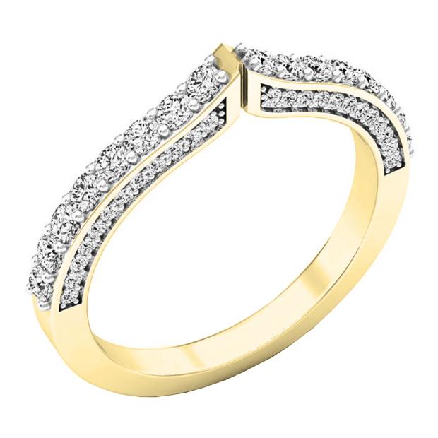 0.15 Carat (ctw) 10K Yellow Gold Round Cut White Diamond Ladies Anniversary Stackable Wedding Band