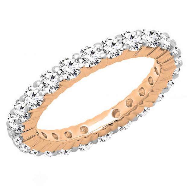 1.70 Carat (ctw) 10K Rose Gold Round White Cubic Zirconia CZ Eternity Wedding Stackable Band