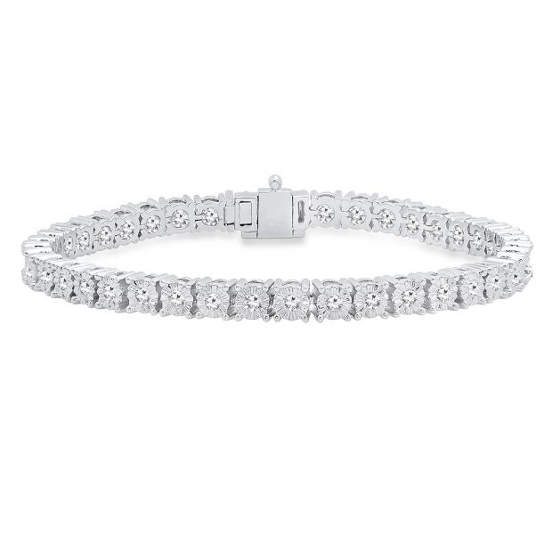 1.40 Carat (ctw) 10K White Gold Round Cut White Diamond Ladies Tennis Bracelet