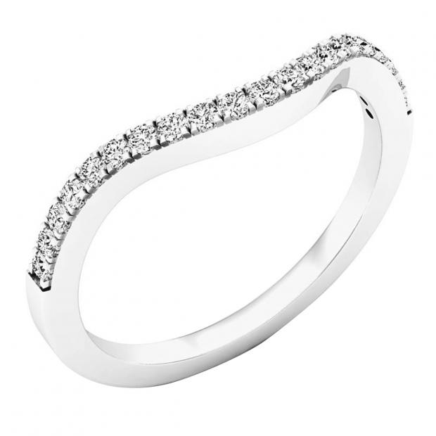 0.20 Carat (cttw) Round Diamond Ladies Anniversary Wedding Contour Stackable Band 1/5 CT 10K White Gold