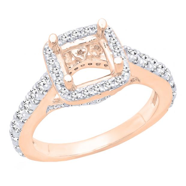 0.85 Carat (ctw) 18K Rose Gold Round Diamond Bridal Semi Mount Engagement Ring (No Center Stone)