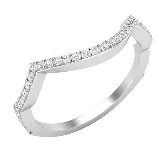 0.20 Carat (ctw) Round White Diamond Ladies Bridal Contour Guard Matching Wedding Band 1/5 CT Sterling Silver