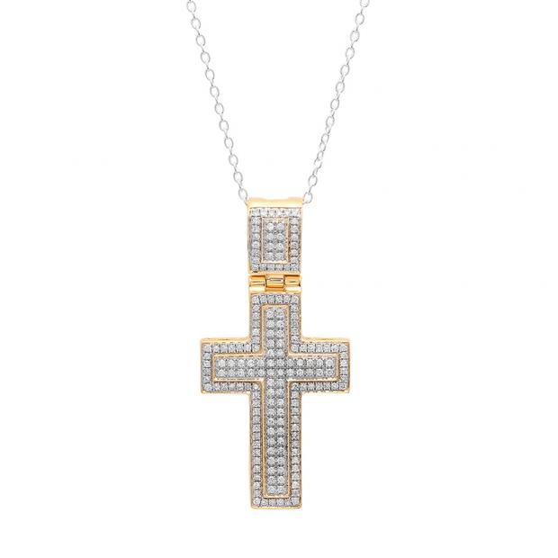0.70 Carat (ctw) 14K Yellow Gold Round White Diamond Men
