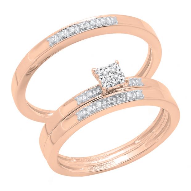 0.07 Carat (ctw) 10K Rose Gold Round Cut Diamond Men & Women