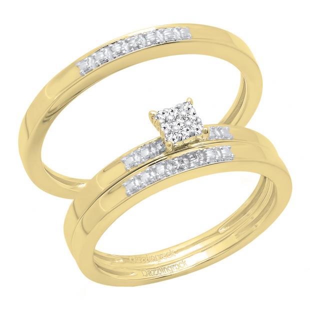 0.07 Carat (ctw) 10K Yellow Gold Round Cut Diamond Men & Women
