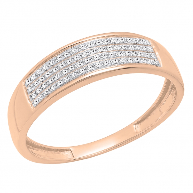 0.15 Carat (ctw) 10K Rose Gold Round Diamond Men