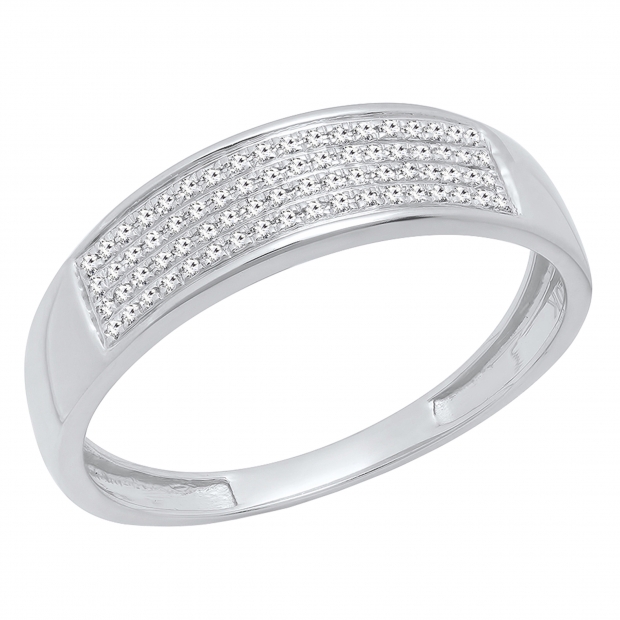 0.15 Carat (ctw) 10K White Gold Round Diamond Men