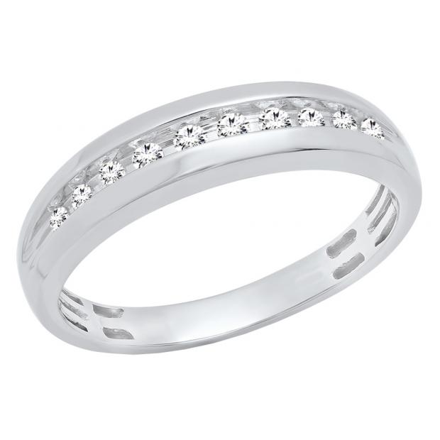 0.25 Carat (ctw) 10K White Gold Round Diamond Men