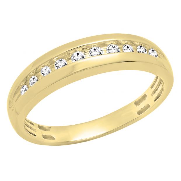 0.25 Carat (ctw) 10K Yellow Gold Round Diamond Men