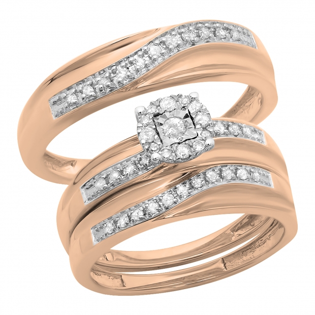 0.35 Carat (ctw) 10K Rose Gold Round White Diamond Men & Women