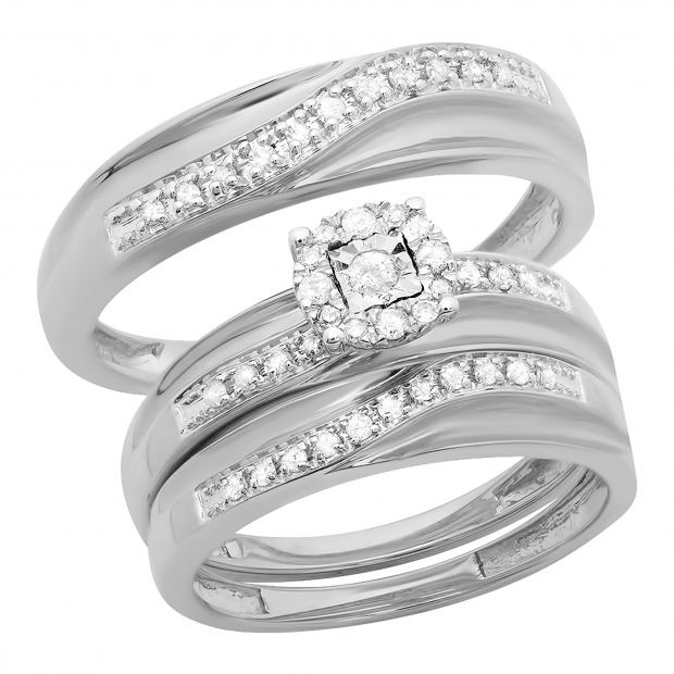 0.35 Carat (ctw) 10K White Gold Round White Diamond Men & Women