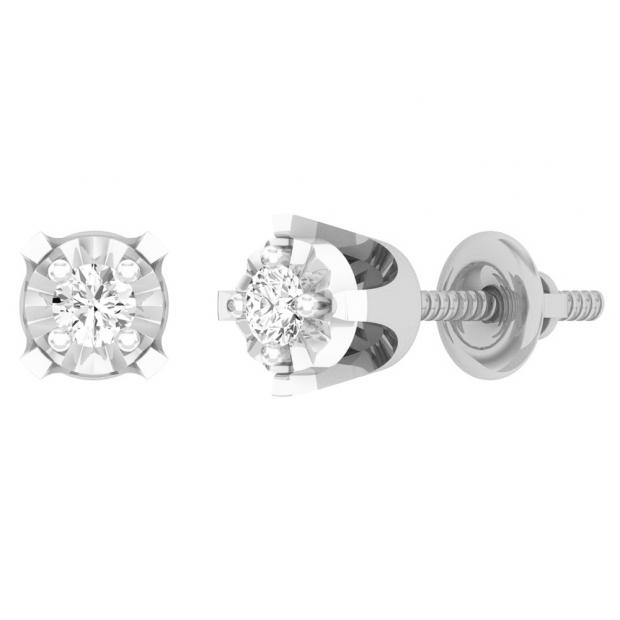 0.15 Carat (ctw) 10K White Gold Round Cut White Diamond Ladies Stud Earrings