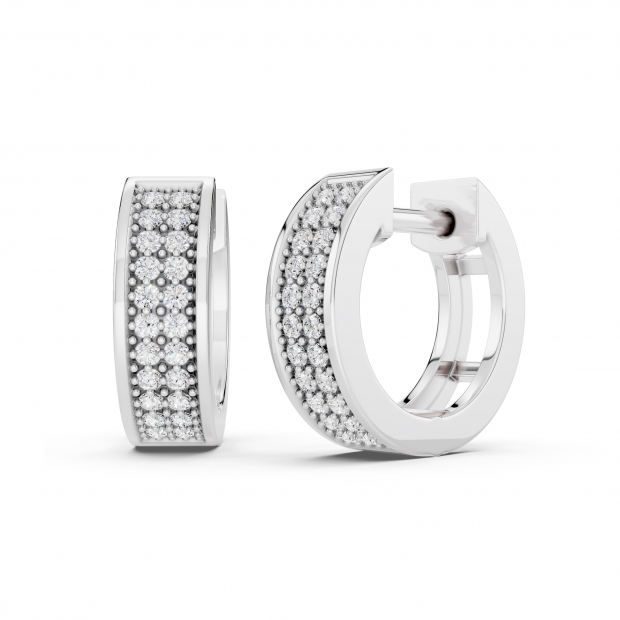0.20 Carat (ctw) 14K White Gold Round Cut White Diamond Huggies Hoop Earrings 1/5 CT