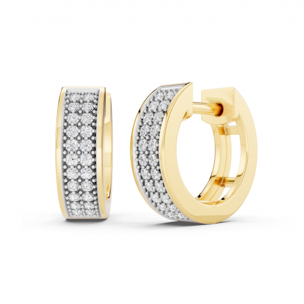 0.20 Carat (ctw) 14K Yellow Gold Round Cut White Diamond Huggies Hoop Earrings 1/5 CT