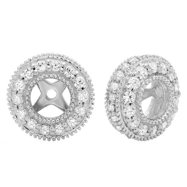 1.05 Carat (ctw) 10K White Gold Round Cut Cubic Zirconia Removable Jackets For Stud Earrings 1 CT