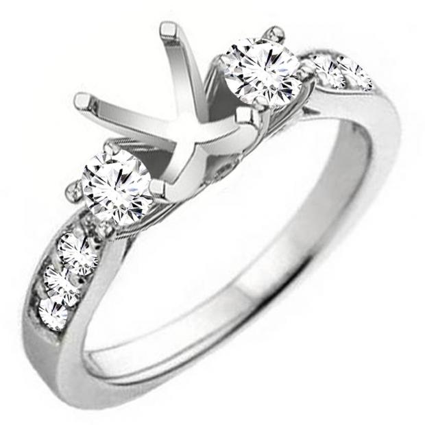 0.45 Carat (ctw) 10K White Gold Round Diamond Bridal Semi Mount Engagement Ring 1/2 CT