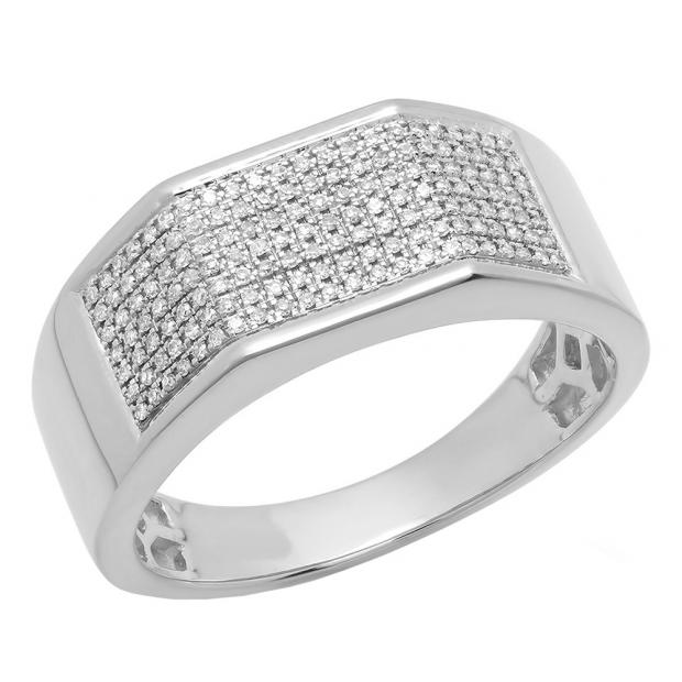 0.24 Carat (ctw) 10K White Gold Round White Diamond Men