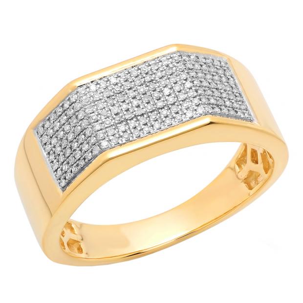0.24 Carat (ctw) 10K Yellow Gold Round White Diamond Men