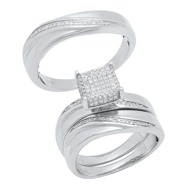 0.35 Carat (ctw) Sterling Silver Round Diamond Men