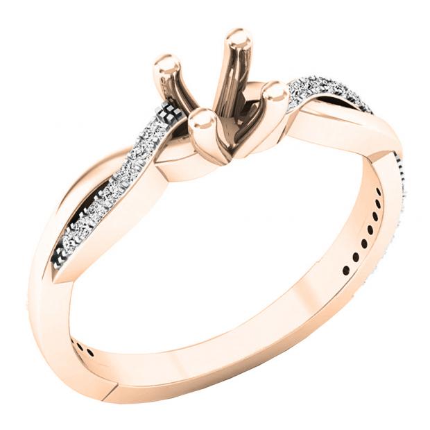 0.15 Carat (ctw) 18K Rose Gold Round Cut Diamond Bridal Semi Mount Engagement Ring