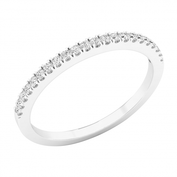0.15 Carat (ctw) 10K White Gold Round Cut White Diamond Ladies Wedding Stackable Band