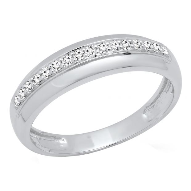 0.20 Carat (ctw) 10K White Gold Round Cut White Diamond Men