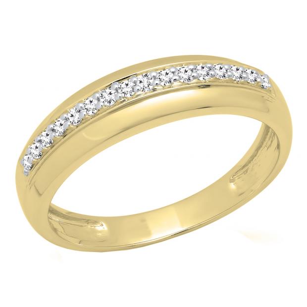 0.20 Carat (ctw) 10K Yellow Gold Round Cut White Diamond Men