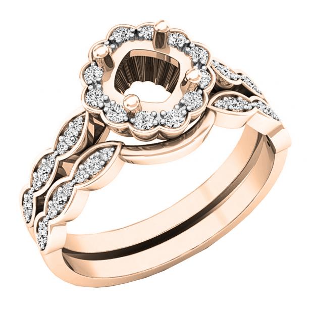 0.30 Carat (ctw) 10K Rose Gold Round Diamond Ladies Semi Mount Ring Set 1/3 CT (No Center Stone)