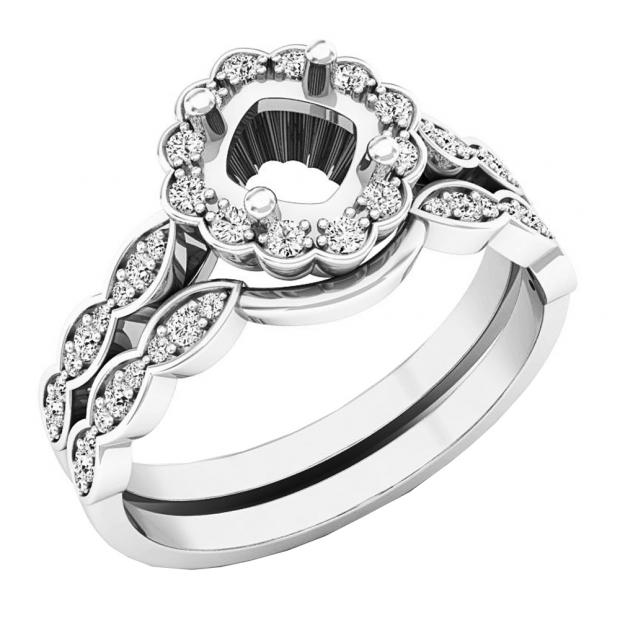 0.30 Carat (ctw) 18K White Gold Round Diamond Ladies Semi Mount Ring Set 1/3 CT (No Center Stone)