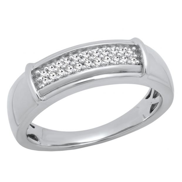 0.20 Carat (ctw) Sterling Silver Round White Diamond Men