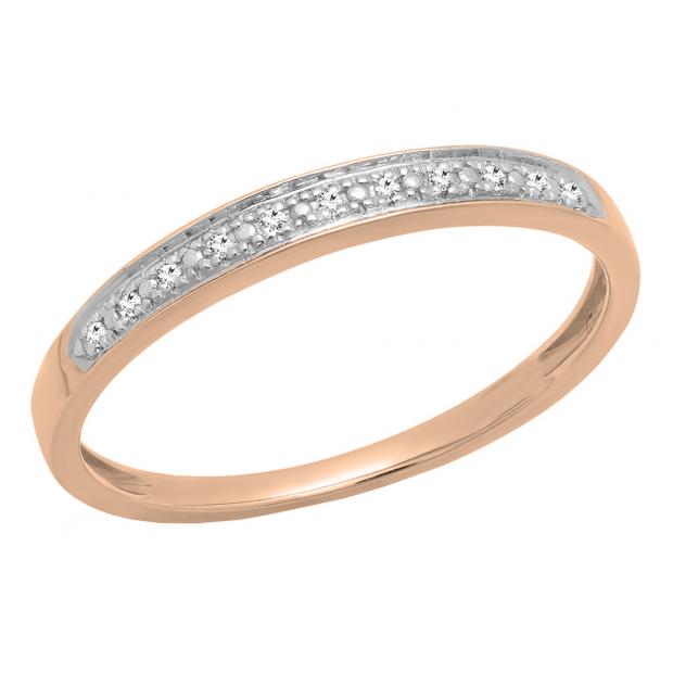 0.03 Carat (ctw) 10K Rose Gold Round White Diamond Ladies Anniversary Wedding Band
