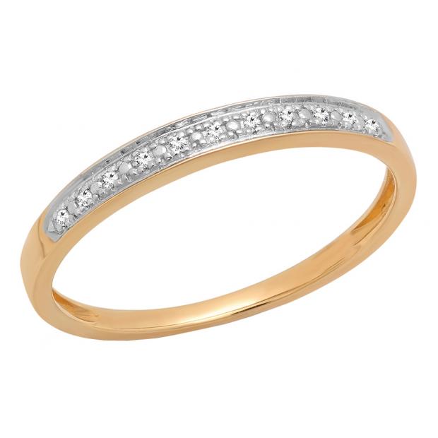 0.03 Carat (ctw) 10K Yellow Gold Round White Diamond Ladies Anniversary Wedding Band