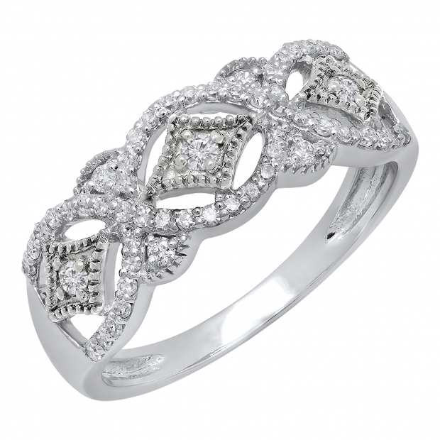0.33 Carat (ctw) 10K White Gold Round Diamond Ladies Vintage Style Anniversary Wedding Band 1/3 CT