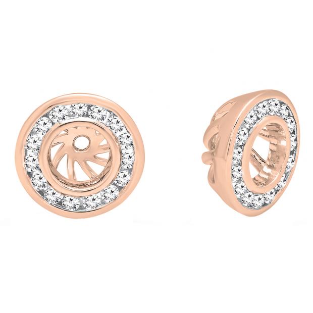 0.25 Carat (ctw) 10K Rose Gold Round Cut Diamond Removable Jackets For Stud Earrings 1/4 CT