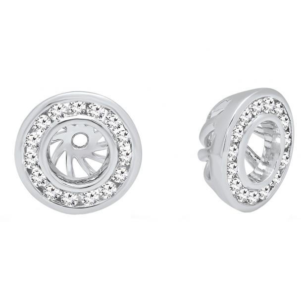 0.25 Carat (ctw) 10K White Gold Round Cut Diamond Removable Jackets For Stud Earrings 1/4 CT