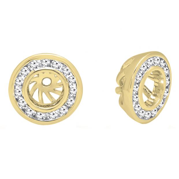 0.25 Carat (ctw) 10K Yellow Gold Round Cut Diamond Removable Jackets For Stud Earrings 1/4 CT
