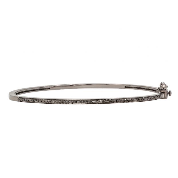0.25 Carat (ctw) Black Rhodium Plated Sterling Silver Round Cut Black Diamond Ladies Bracelet 1/4 CT